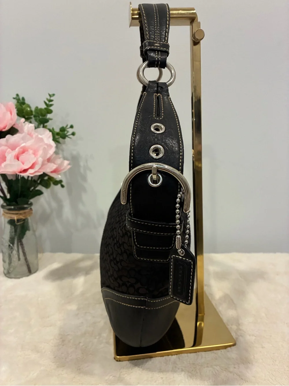 Coach Y2K Soho Black Signature Jacquard Hobo Shoulder Bag 1460